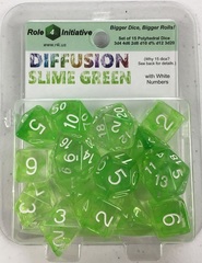 Set Of 15 Dice - Diffusion Slime Green/White