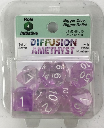 Set Of 7 Dice - Diffusion Amethyst/White
