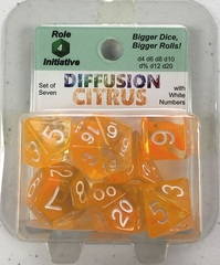 Set Of 7 Dice - Diffusion Citrus/White