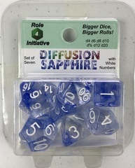 Set Of 7 Dice - Diffusion Sapphire/White