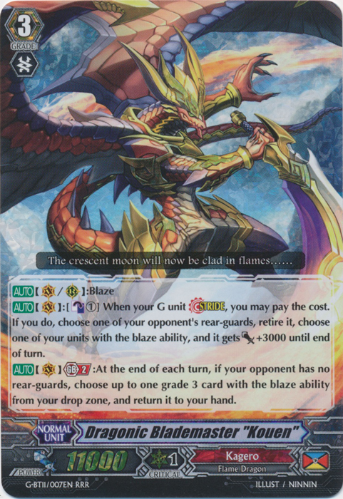 Dragonic Blademaster Kouen - G-BT11/007EN - RRR