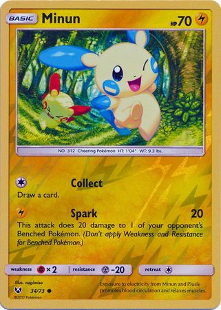 Minun - 34/73 - Common - Reverse Holo Minun - 34/73 - Common - Reverse Holo
