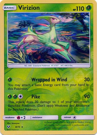 Virizion - 8/73 - Holo Rare - Reverse Holo