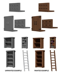 Wizkids Unpainted Mini - Bookcases N Ladder