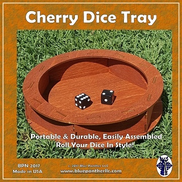 Blue Panther - Circular Wooden Dice Tray - Cherry