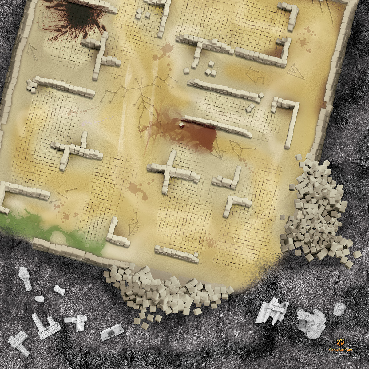 GameMats.Com Runic Ruins Battle Mat 4x4
