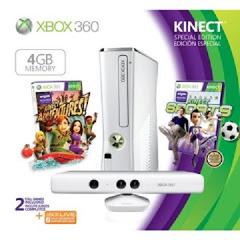 Xbox 360 Slim Console 4GB White Kinect Bundle