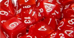 Set Of 15 Dice: Marble Red W/White