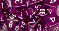 Set Of 15 Dice: Translucent Dark Purple W/White