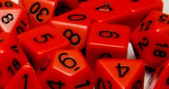 Opaque Red With Black Numbers - Set Of 7 Dice