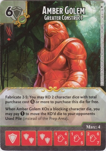 Amber Golem - Greater Construct (Die and Card Combo)