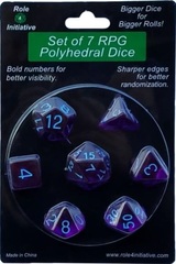 Set Of 7: Translucent Dark Purple W/Light Blue Nos