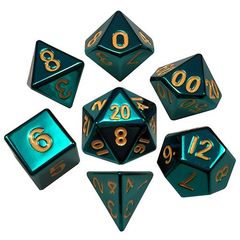 7 Count Dice Metal Set: Turquoise Painted Metal