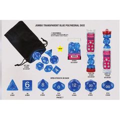 Jumbo Polyhedral 7 Piece Dice Set Translucent Blue