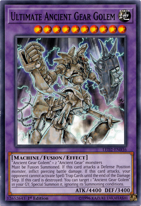 YGO-3x-Near Mint-Ultimate Ancient Gear Golem - LED2-EN036 - Common