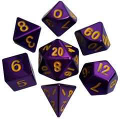 7 Count Dice Poly Set: 16Mm Metallic Purple with Gold Numbers