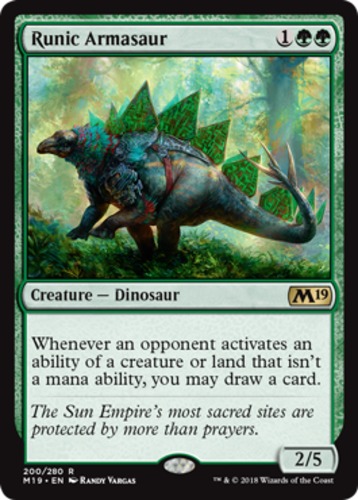 Runic Armasaur 1x FOIL M19 MTG Core Set 2019 Rare MINT green Runic Armasaur 1x FOIL M19 MTG Core Set 2019 Rare MINT green