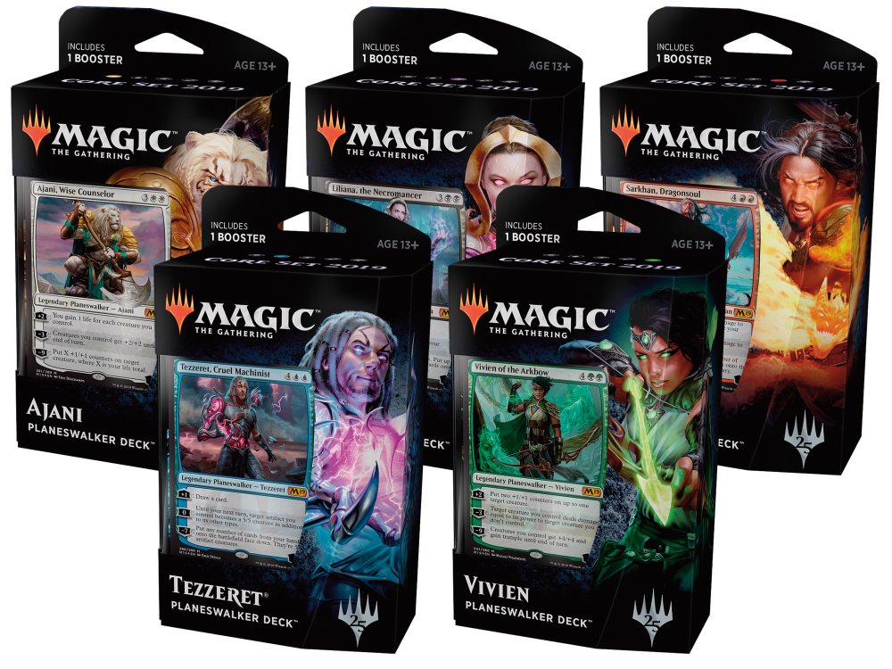 Magic 2019 (M19) Core Set Planeswalker Deck (Intro Pack): Set of All 5
