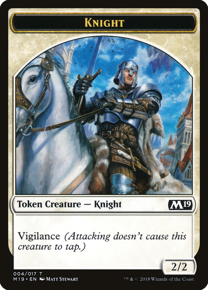 MTG 人間 騎士 トークン 4枚 4x Knight Token (004/017) MTG Core Set 2019 (M19) NM Magic