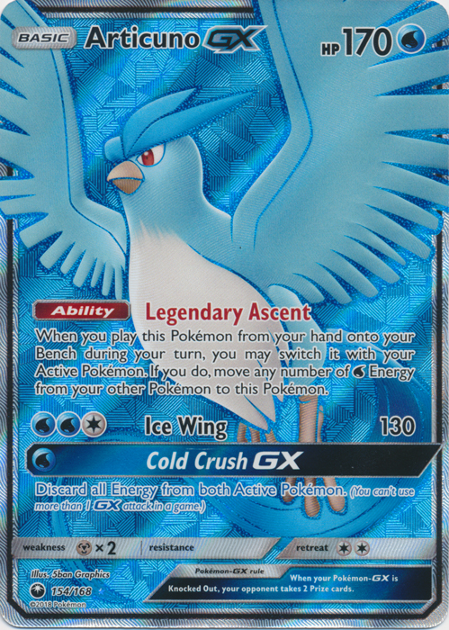 Articuno GX - 154/168 - Full Art Ultra Rare Articuno GX - 154/168 - Full Art Ultra Rare