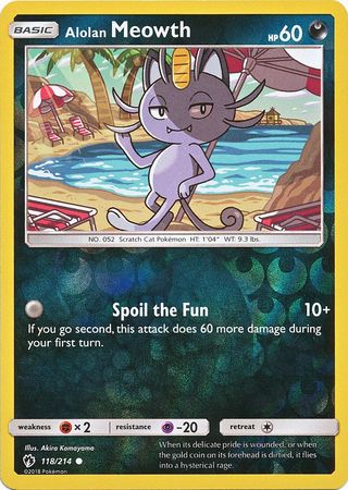 Alolan Meowth - 118/214 - Common - Reverse Holo