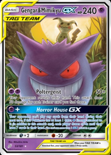 Lightly Played Gengar & Mimikyu GX - 53/181 - Ultra Rare Pokemon