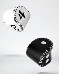 Runic Dice Set D2 black & white + D4 white & black (2)