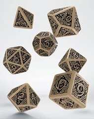 Celtic 3D Revised Dice Set beige & black (7)