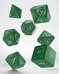 Elvish Dice Set green & white (7)