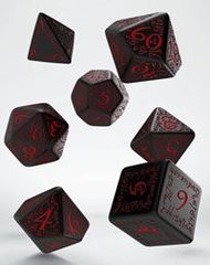 Elvish Dice Set black & red (7)