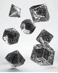 Elvish Dice Set translucent & black (7)