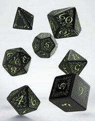 Elvish Dice Set black & glow-in-the-dark (7)