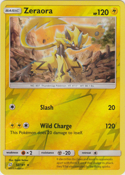 Zeraora - 52/181 - Holo Rare - Reverse Holo