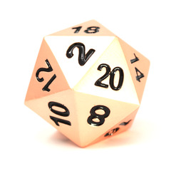 Single d20 - Battleworn Silver w/ Black