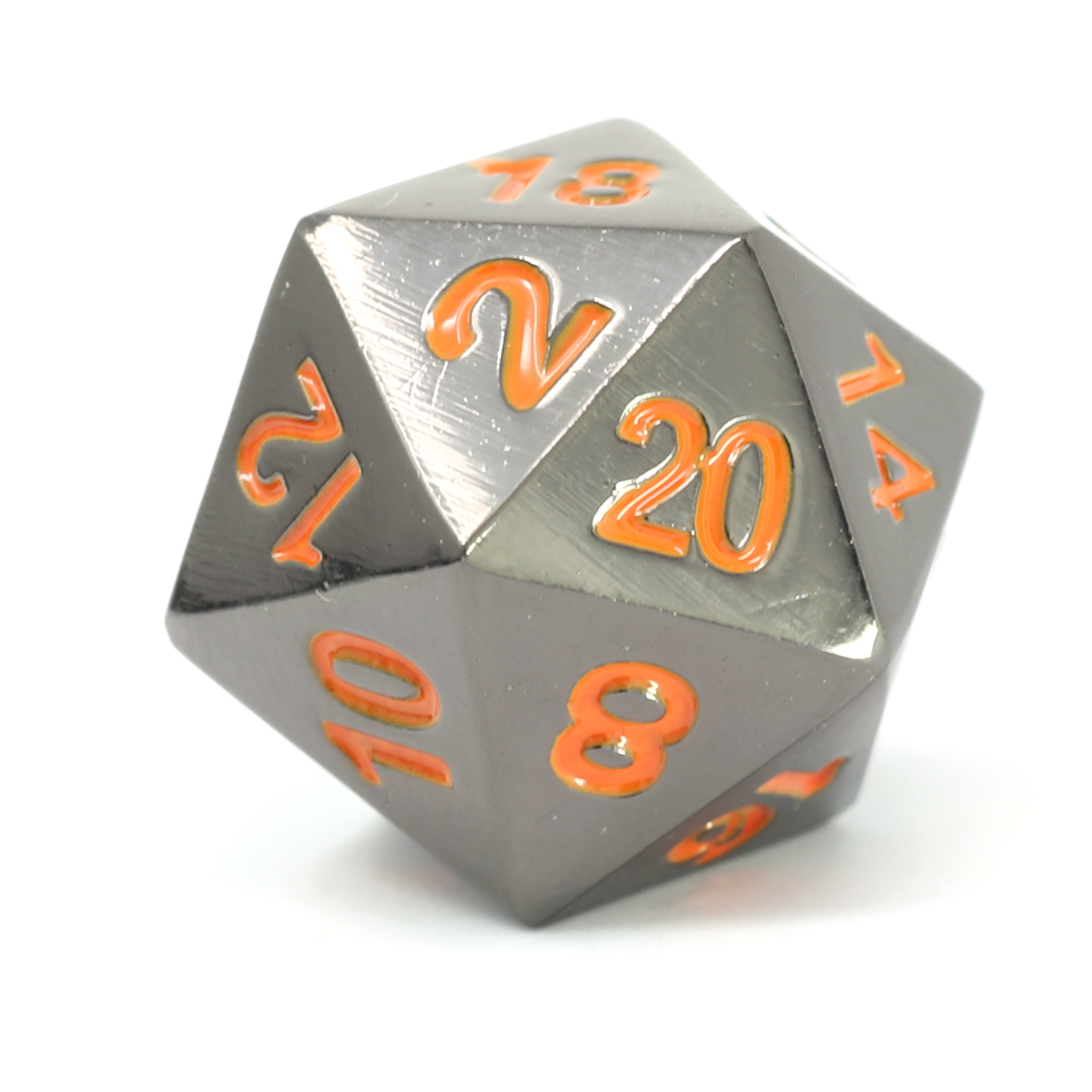 Single d20 - Sinister Chrome w/ Green