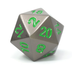 Single d20 - Gunmetal w/ Blue