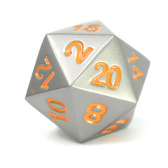 Single d20 - Gunmetal w/ Green