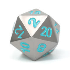 Single d20 - Gunmetal w/ Red