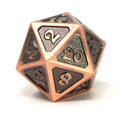 Single d20 - Gunmetal w/ Yellow