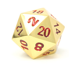 Single d20 - Classic Gold Emerald