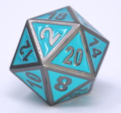 Single d20 - Gothica Battleworn Silver