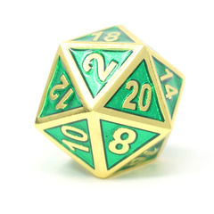 Single d20 - Gold Amethyst Gemstone