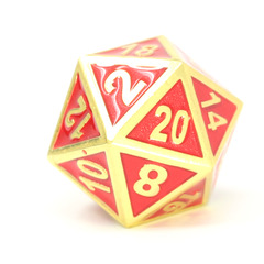 Single d20 - Gold Emerald Gemstone