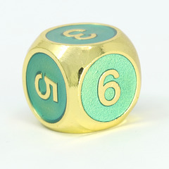 Single d6 - Gold Emerald