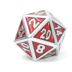 Single d20 - Silver Emerald Gemstone