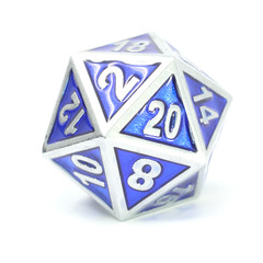 Single d20 - Silver Ruby Gemstone