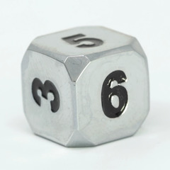 Single d6 - Forge Shiny Silver w/ Black