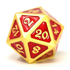 Single d20 - Mythica Satin Gold Ruby