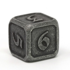 Single d6 - Mythica Battleworn Silver