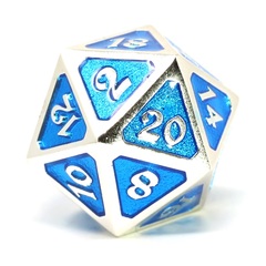 Single d20 - Mythica Platinum Aquamarine